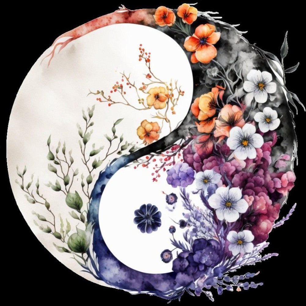Tai Chi Flower Sketch - Full Round Drill Diamond Painting 30*30CM