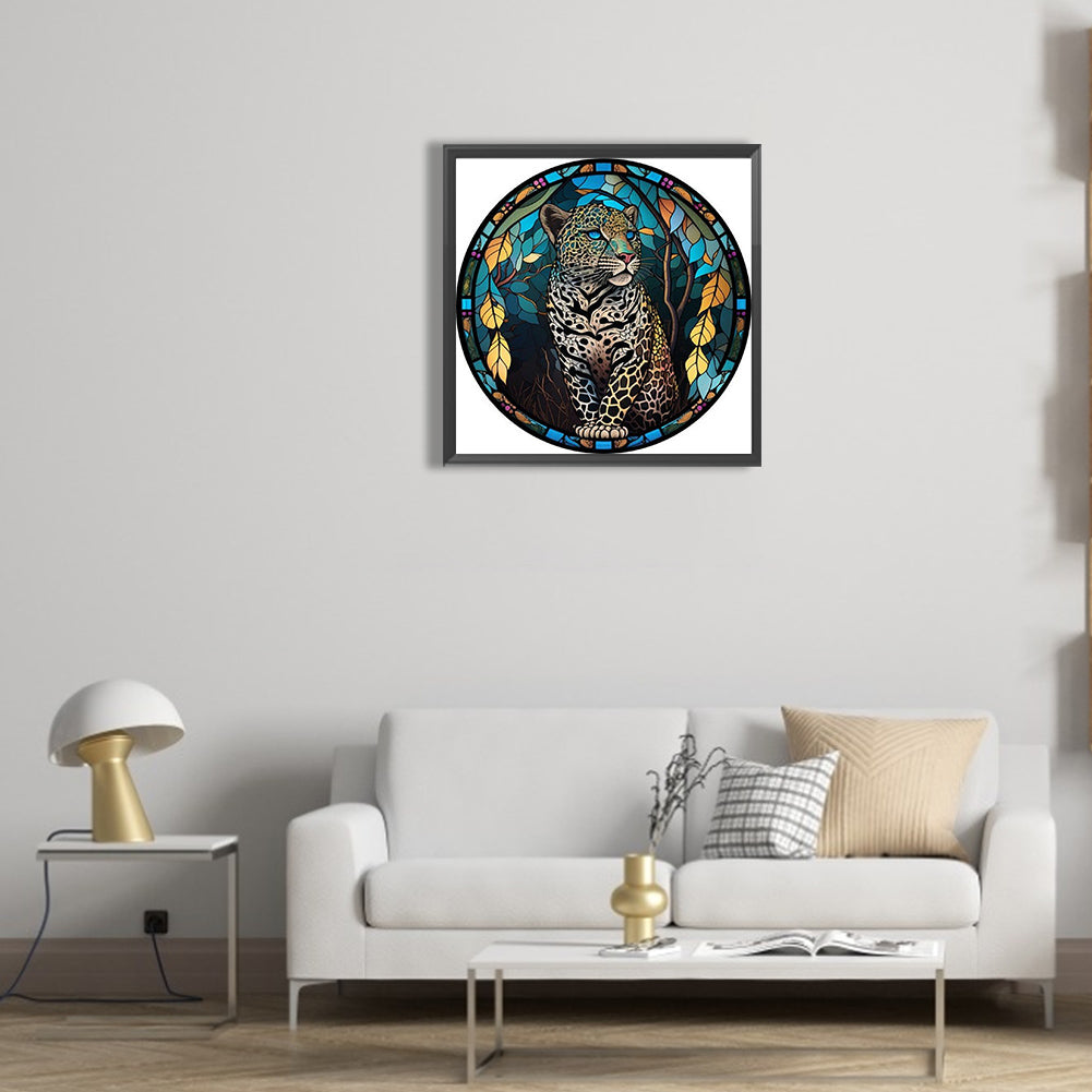 Leopard Glass Painting - Full Round Drill Diamond Painting 30*30CM