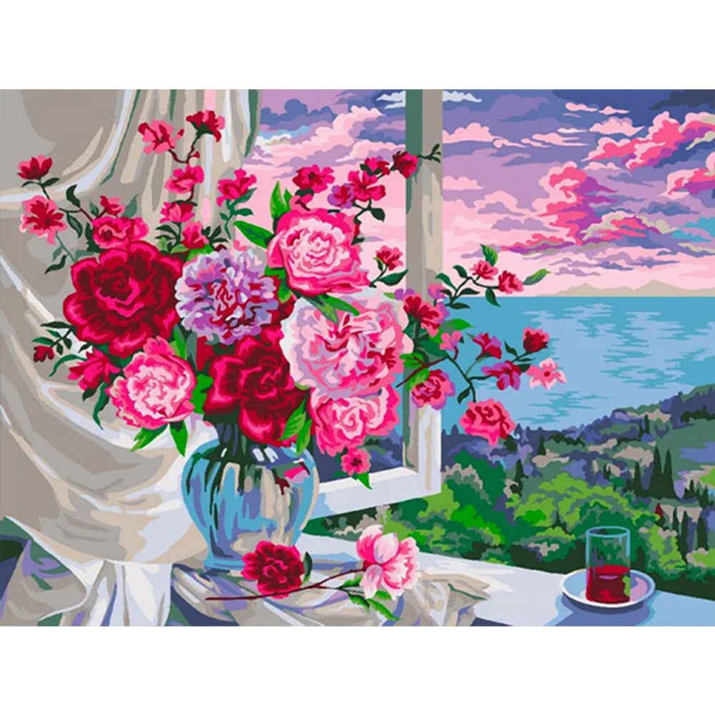 Window Bouquet - Full Round Drill Diamond Painting 40*30CM