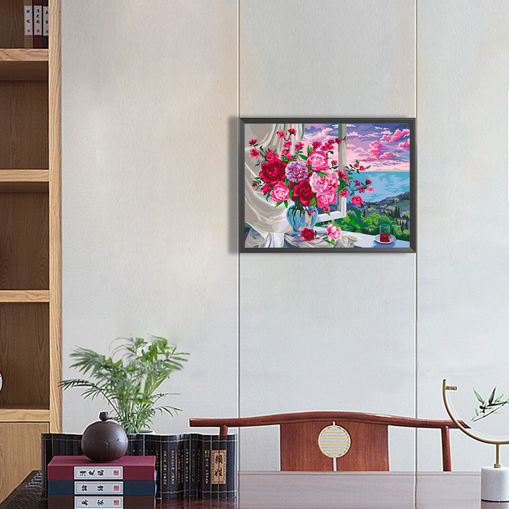 Window Bouquet - Full Round Drill Diamond Painting 40*30CM