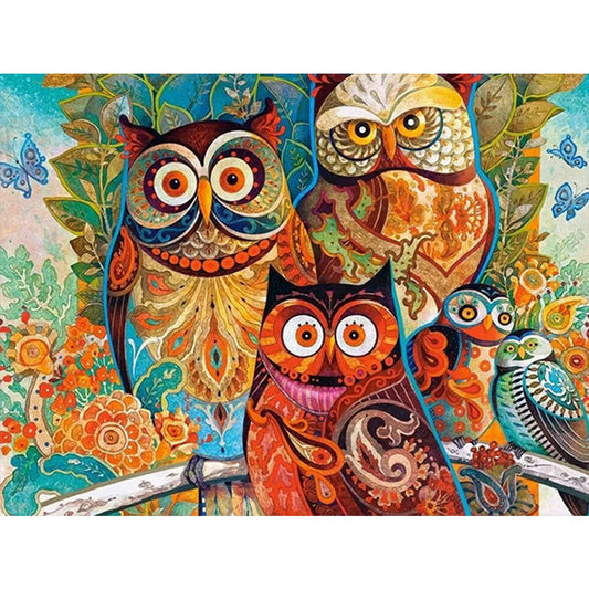 Owl - Full Round Drill Diamond Painting 40*30CM