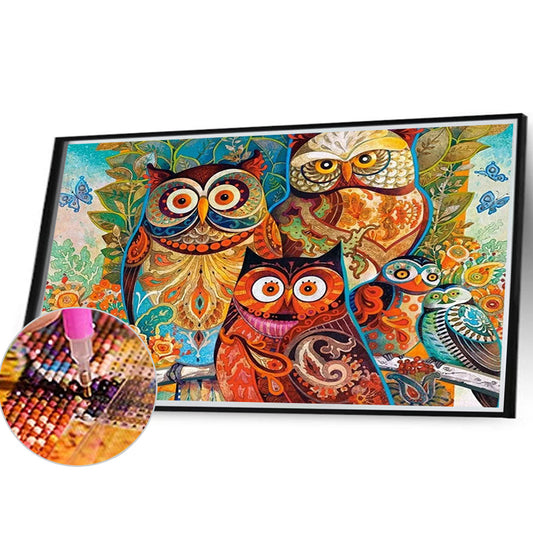 Owl - Full Round Drill Diamond Painting 40*30CM