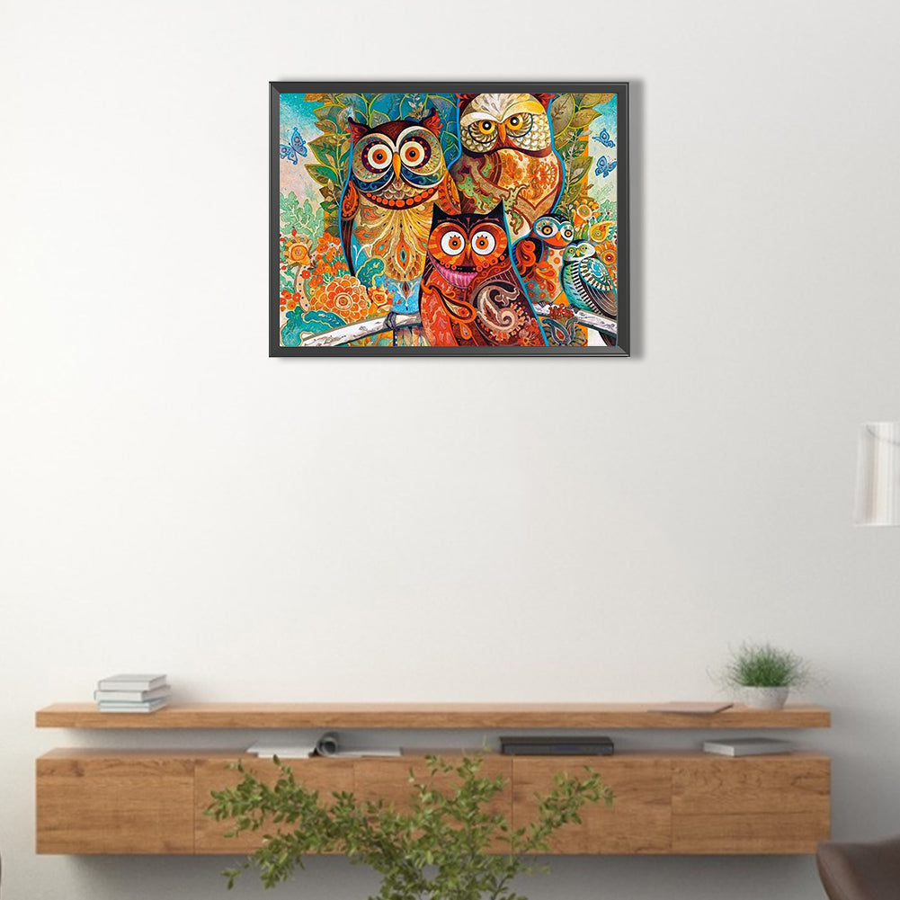 Owl - Full Round Drill Diamond Painting 40*30CM