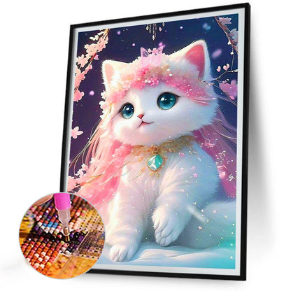 Pink Cat - Full Round Drill Diamond Painting 30*40CM