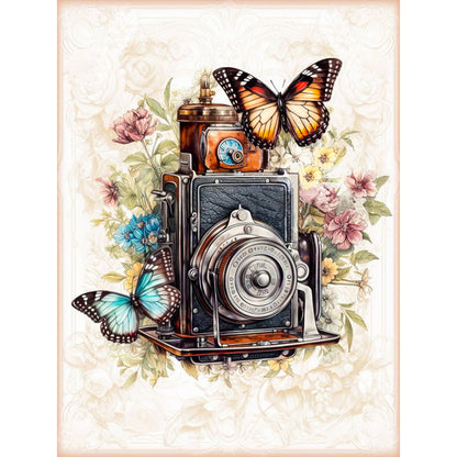 Butterfly And Camera - Full Round Drill Diamond Painting 30*40CM