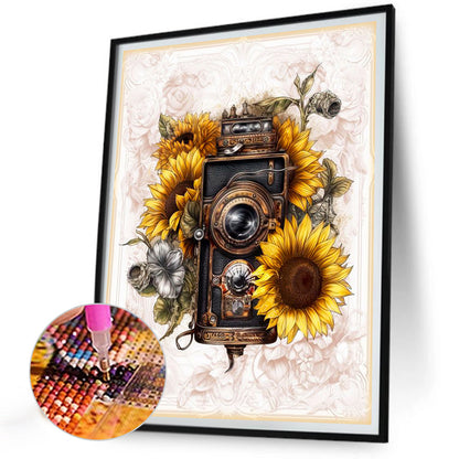 Sunflower And Camera - Full Round Drill Diamond Painting 30*40CM