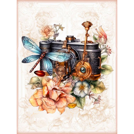 Dragonfly And Camera - Full Round Drill Diamond Painting 30*40CM