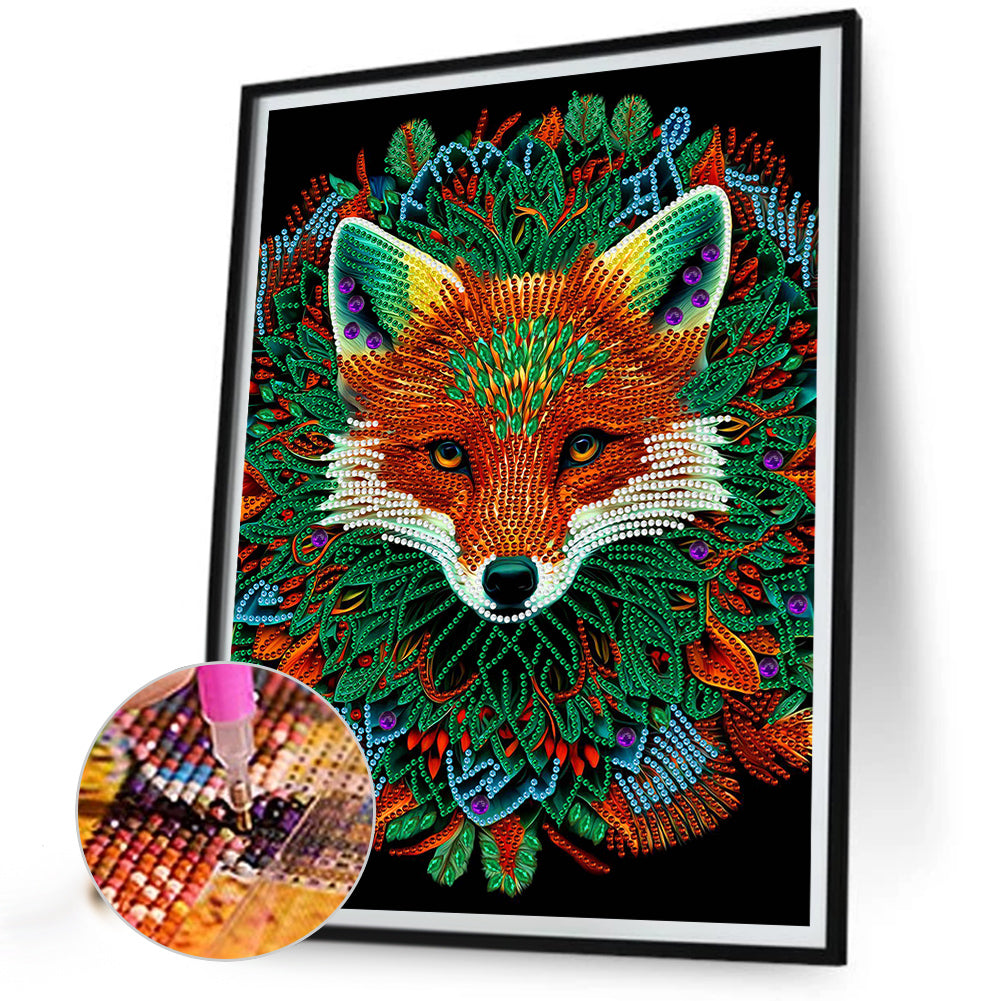 Mandala Fox - Special Shaped Drill Diamond Painting 30*40CM