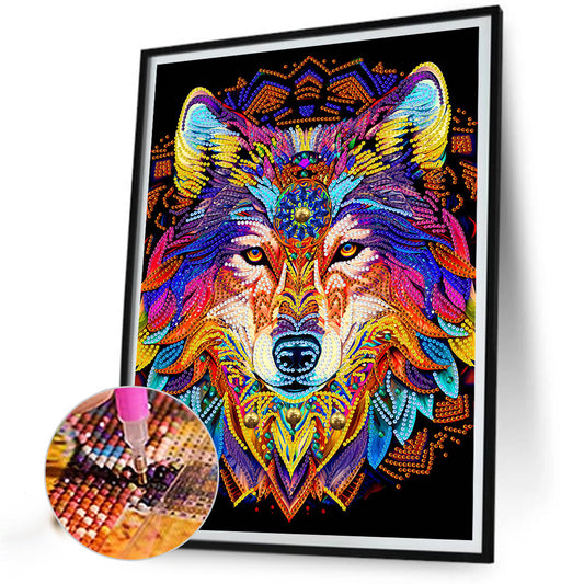 Mandala Wolf - Special Shaped Drill Diamond Painting 30*40CM
