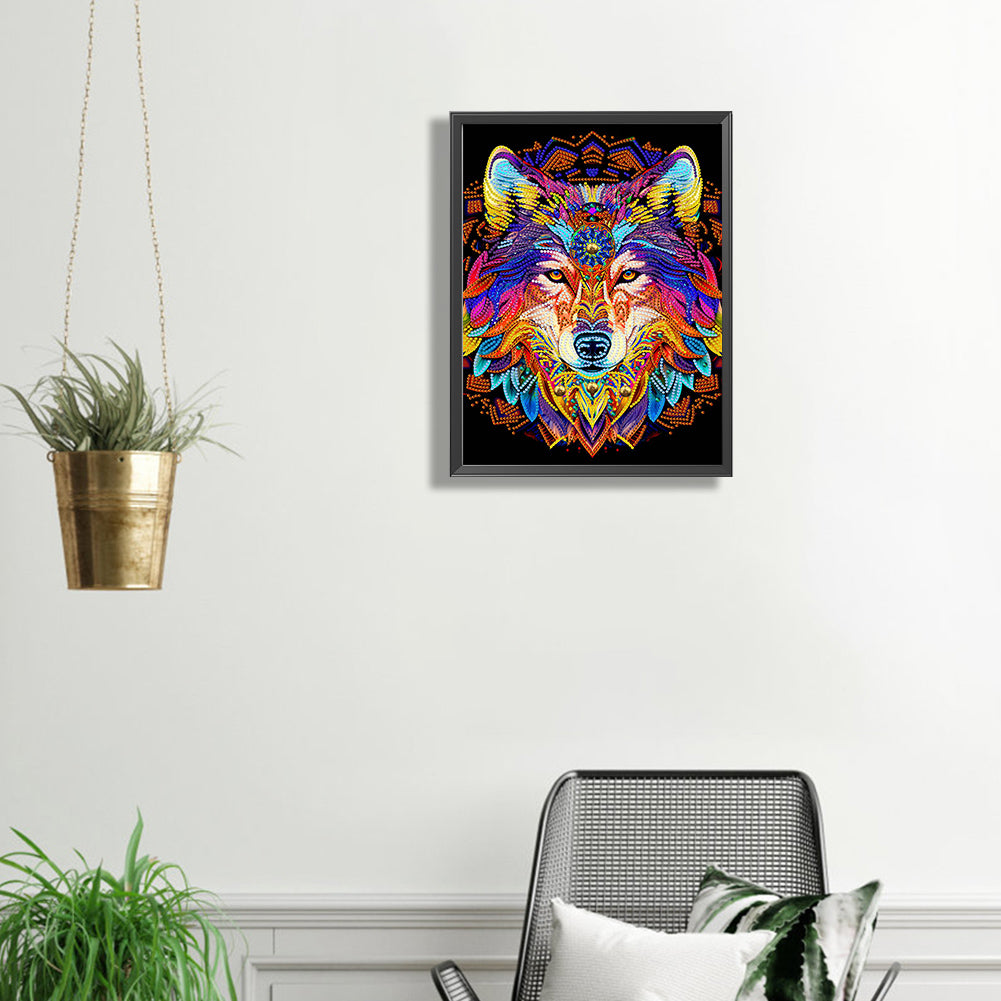 Mandala Wolf - Special Shaped Drill Diamond Painting 30*40CM