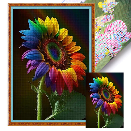 Rainbow Sunflower - 14CT Stamped Cross Stitch 35*50CM