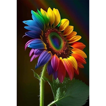 Rainbow Sunflower - 14CT Stamped Cross Stitch 35*50CM