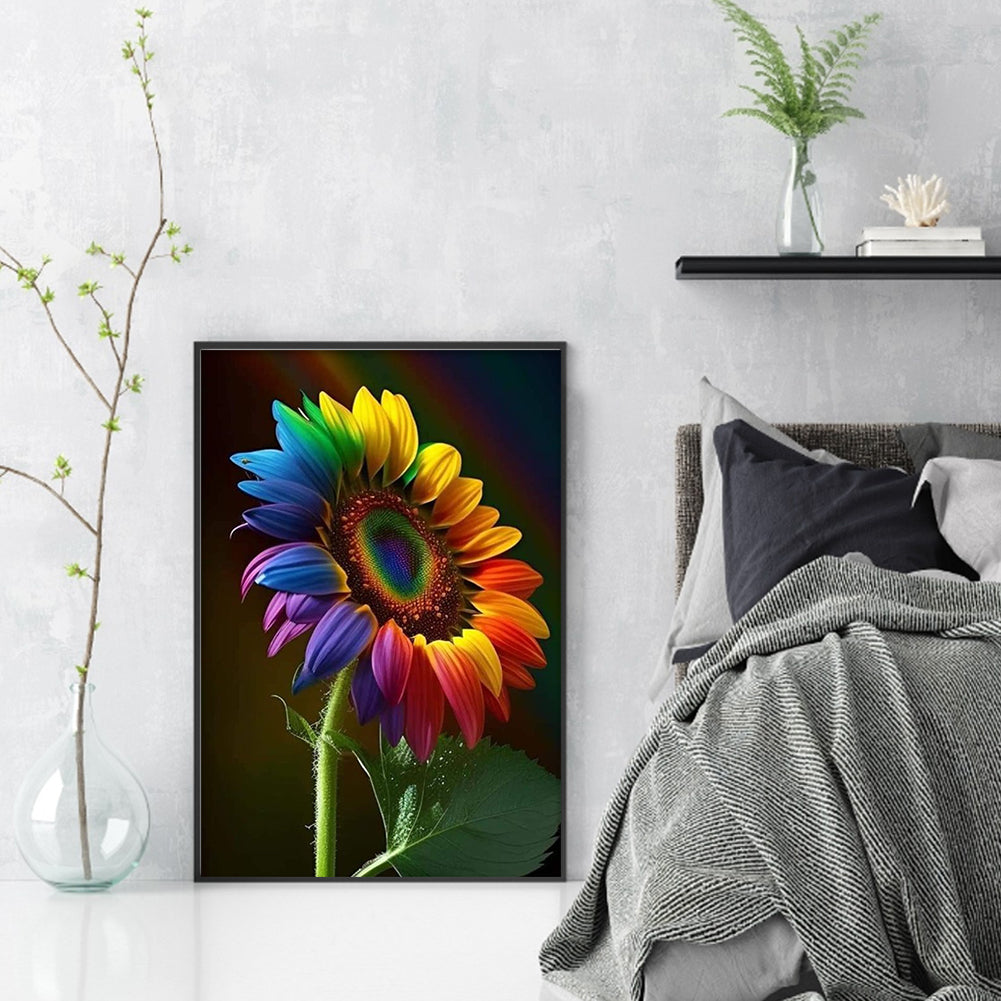 Rainbow Sunflower - 14CT Stamped Cross Stitch 35*50CM