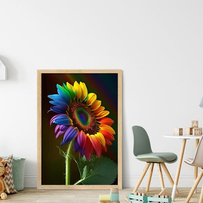 Rainbow Sunflower - 14CT Stamped Cross Stitch 35*50CM