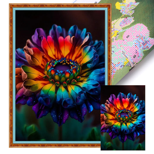 Rainbow Chrysanthemum - 14CT Stamped Cross Stitch 35*50CM