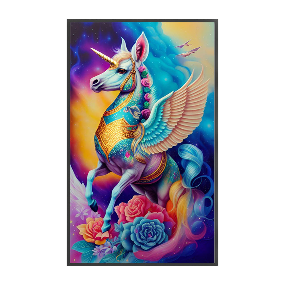 Colorful Unicorn Pegasus - 16CT Stamped Cross Stitch 30*50CM