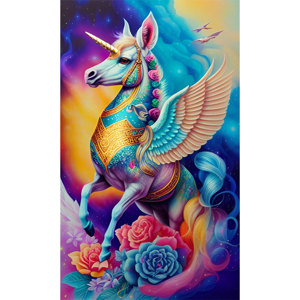 Colorful Unicorn Pegasus - 16CT Stamped Cross Stitch 30*50CM