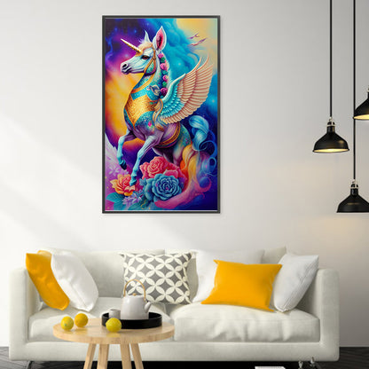 Colorful Unicorn Pegasus - 16CT Stamped Cross Stitch 30*50CM