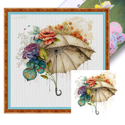 Flowers Umbrella - 16CT Stamped Cross Stitch 40*40CM