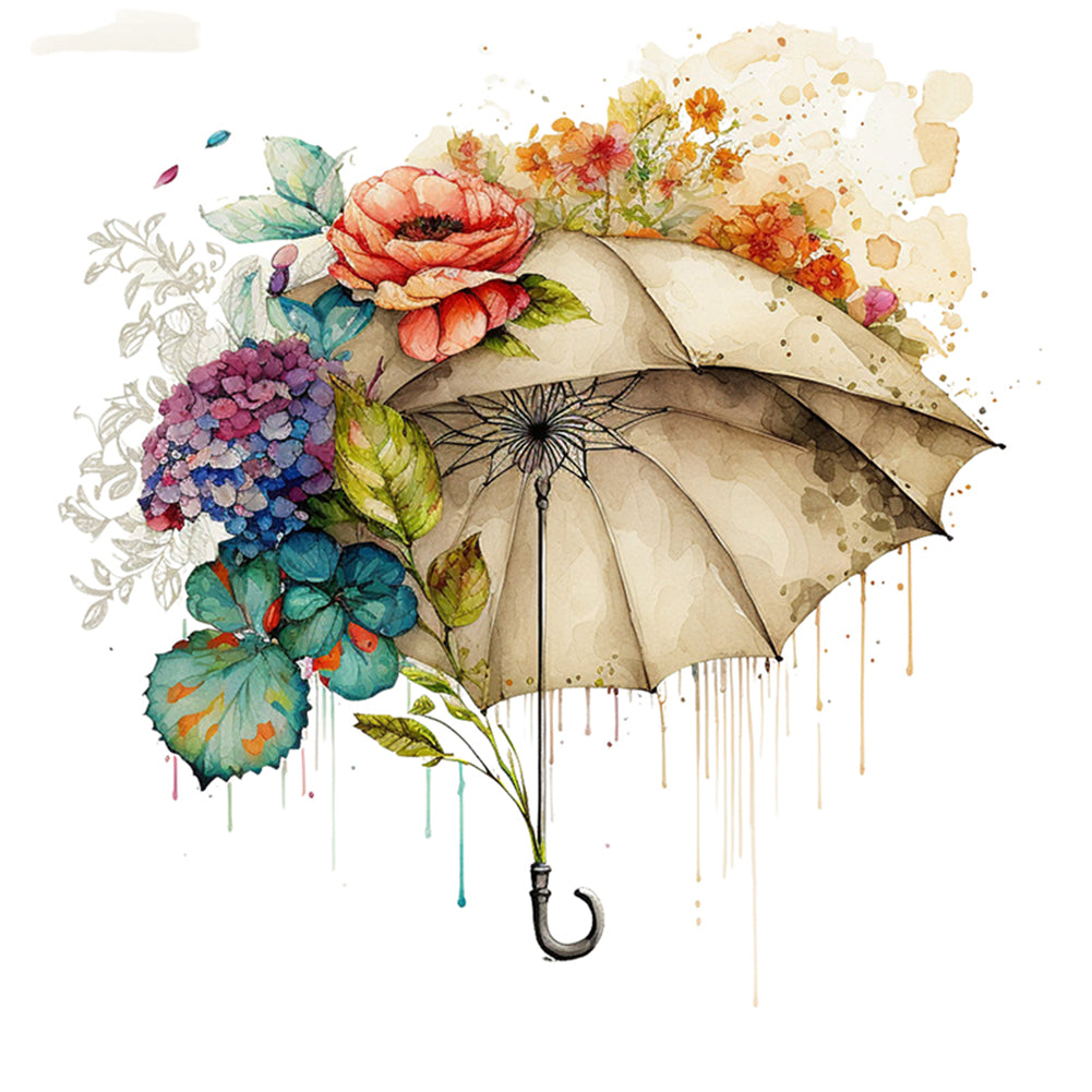 Flowers Umbrella - 16CT Stamped Cross Stitch 40*40CM