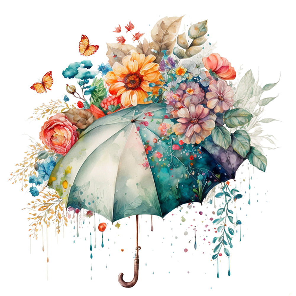 Flowers Umbrella - 16CT Stamped Cross Stitch 40*40CM