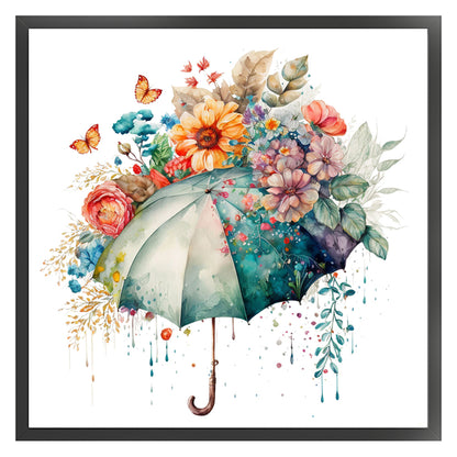 Flowers Umbrella - 16CT Stamped Cross Stitch 40*40CM