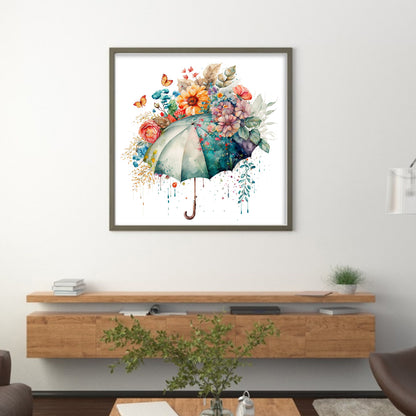 Flowers Umbrella - 16CT Stamped Cross Stitch 40*40CM