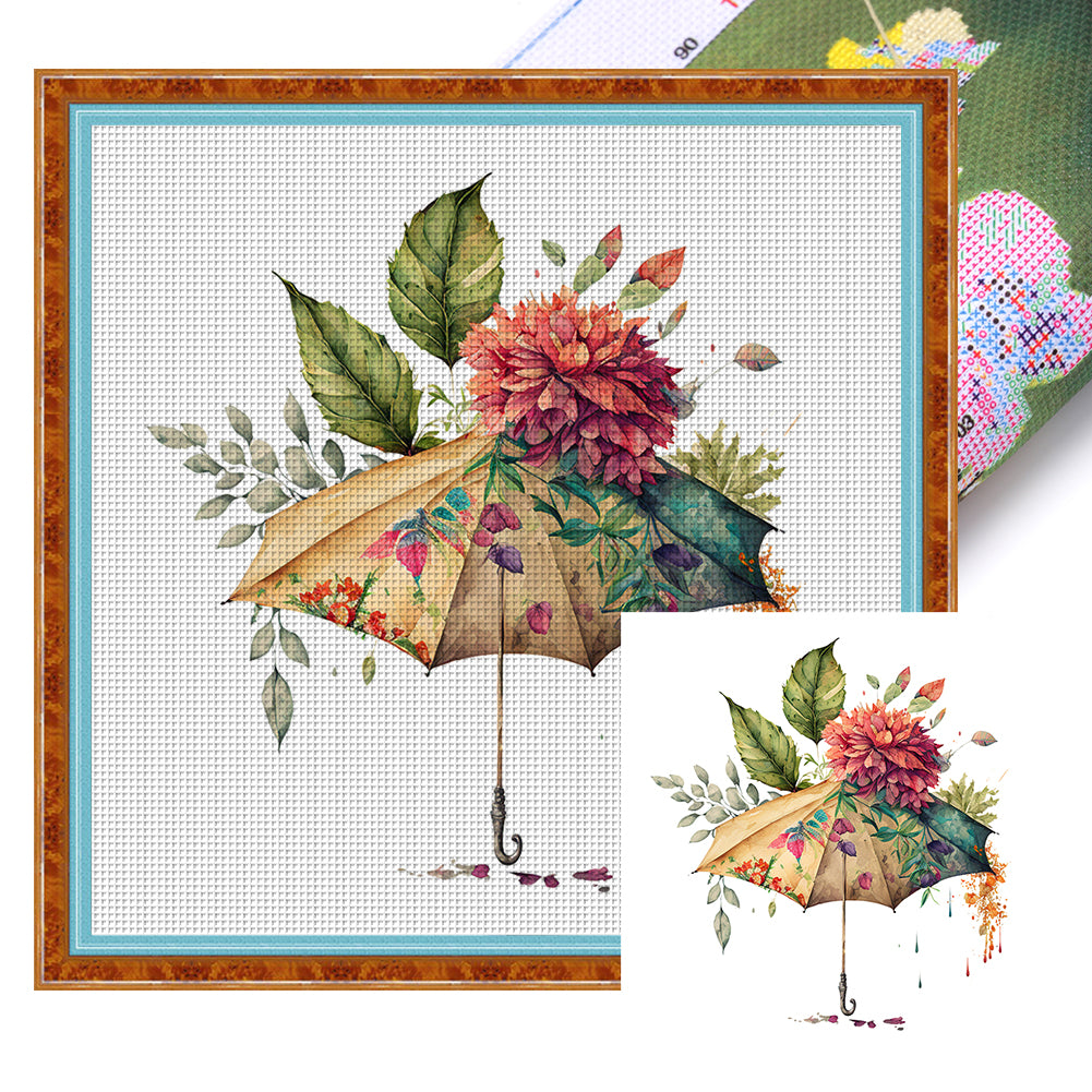 Flowers Umbrella - 16CT Stamped Cross Stitch 40*40CM