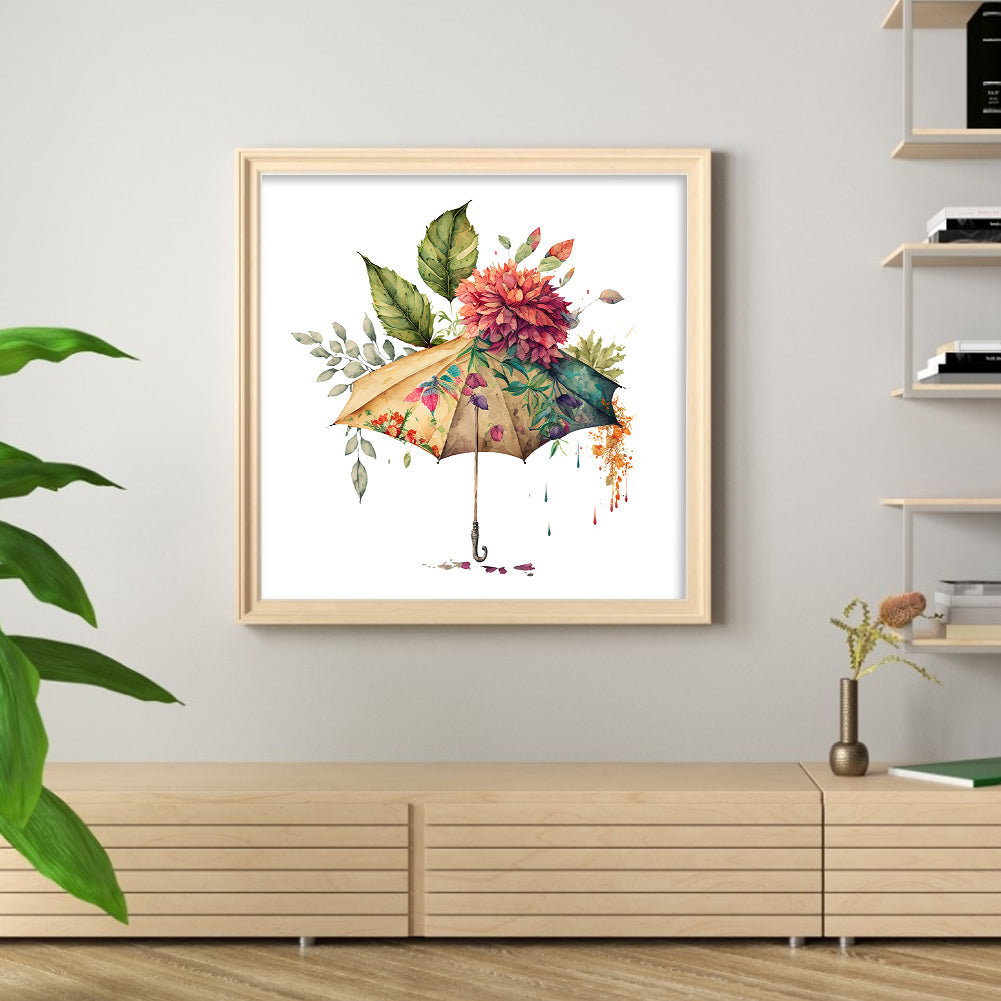 Flowers Umbrella - 16CT Stamped Cross Stitch 40*40CM