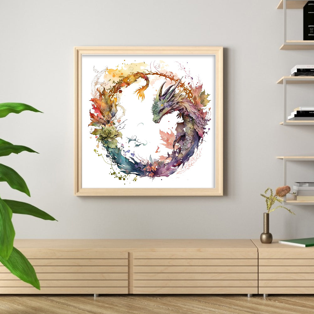 Flower Dragon - 16CT Stamped Cross Stitch 40*40CM