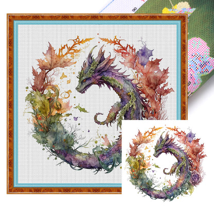 Flower Dragon - 16CT Stamped Cross Stitch 40*40CM