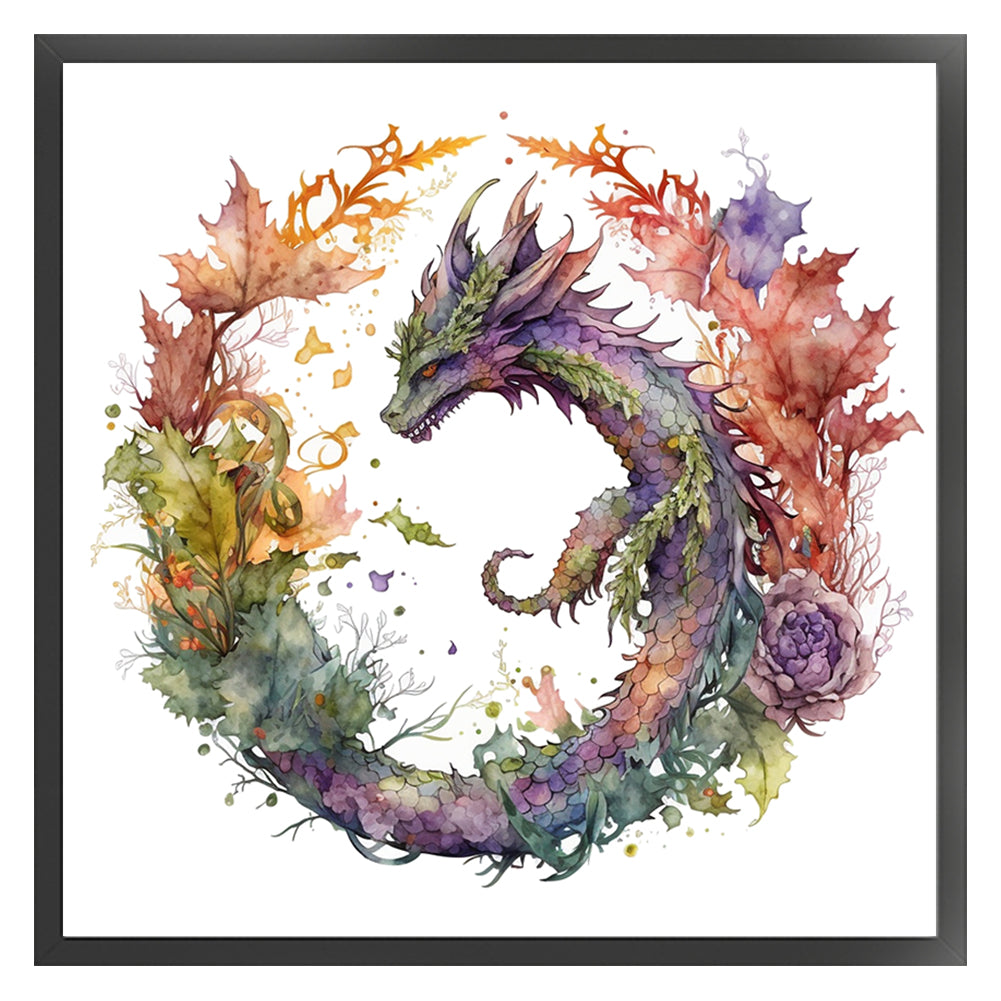 Flower Dragon - 16CT Stamped Cross Stitch 40*40CM