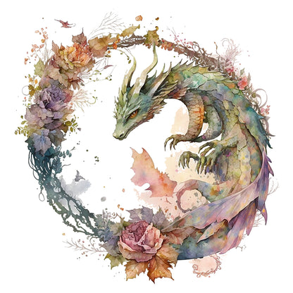 Flower Dragon - 16CT Stamped Cross Stitch 40*40CM