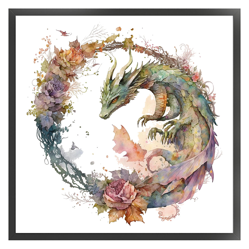 Flower Dragon - 16CT Stamped Cross Stitch 40*40CM