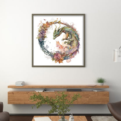 Flower Dragon - 16CT Stamped Cross Stitch 40*40CM