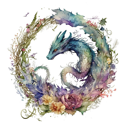 Flower Dragon - 16CT Stamped Cross Stitch 40*40CM