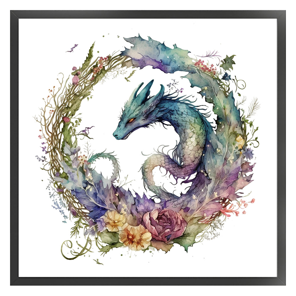 Flower Dragon - 16CT Stamped Cross Stitch 40*40CM