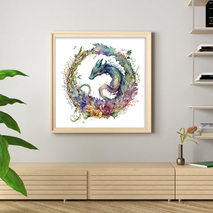 Flower Dragon - 16CT Stamped Cross Stitch 40*40CM