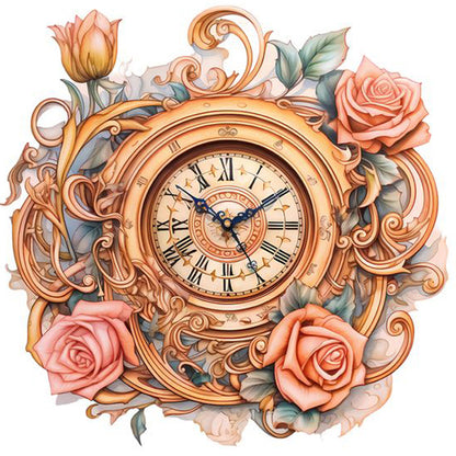 Flowers Clock - Full Square Drill Diamond Painting 40*40CM