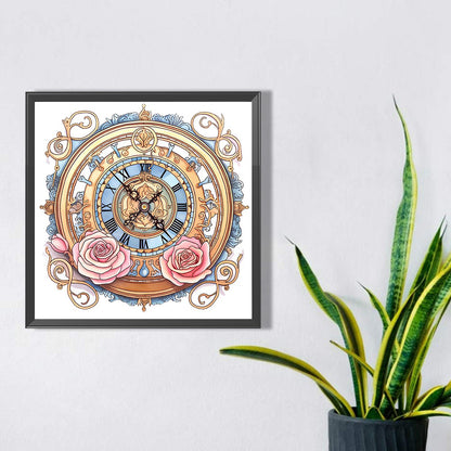 Flowers Clock - Full Square Drill Diamond Painting 40*40CM