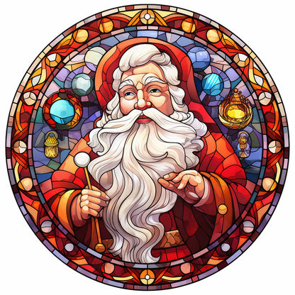 Christmas Santa Glass Painting - Full Round Drill Diamond Painting 30*30CM