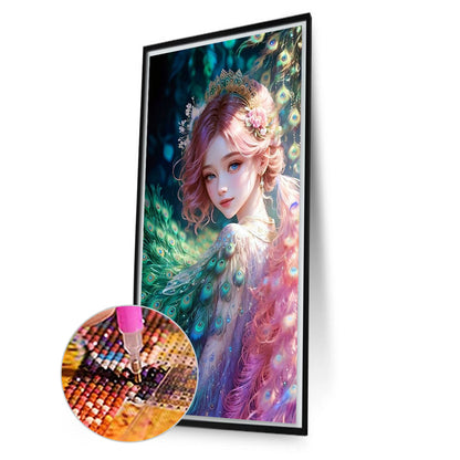 Peacock Princess - AB Round Drill Diamond Painting 40*70CM