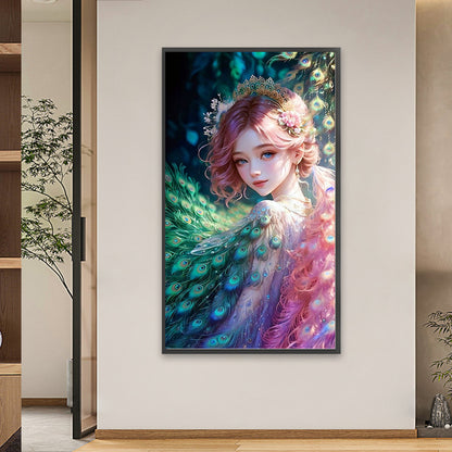 Peacock Princess - AB Round Drill Diamond Painting 40*70CM