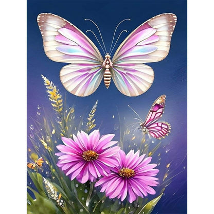 Flowers And Butterflies - Full Round Drill Diamond Painting 30*40CM