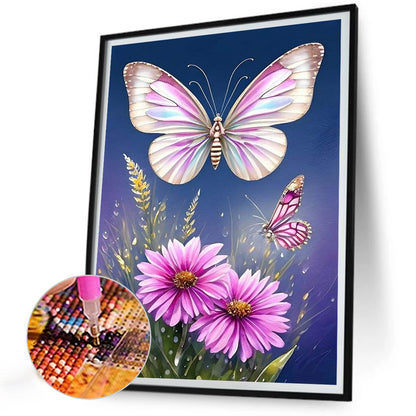 Flowers And Butterflies - Full Round Drill Diamond Painting 30*40CM