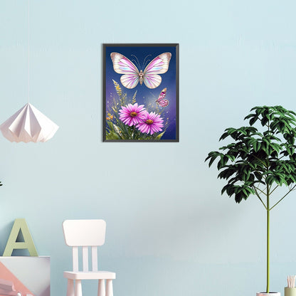 Flowers And Butterflies - Full Round Drill Diamond Painting 30*40CM