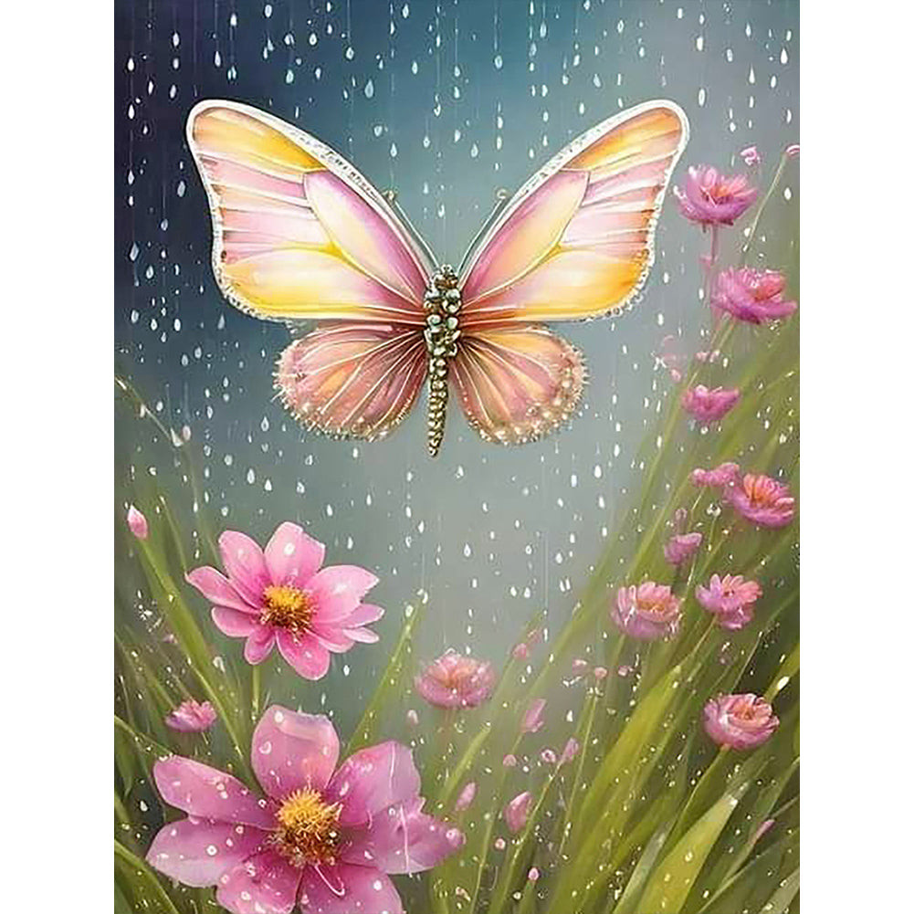 Flowers And Butterflies - Full Round Drill Diamond Painting 30*40CM
