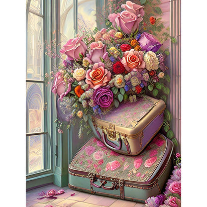Flower And Suitcase - Full Round Drill Diamond Painting 30*40CM
