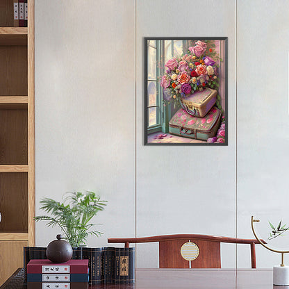 Flower And Suitcase - Full Round Drill Diamond Painting 30*40CM