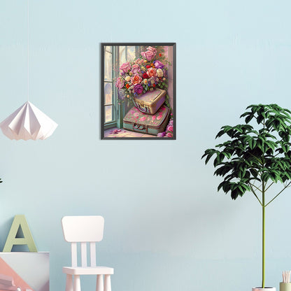 Flower And Suitcase - Full Round Drill Diamond Painting 30*40CM